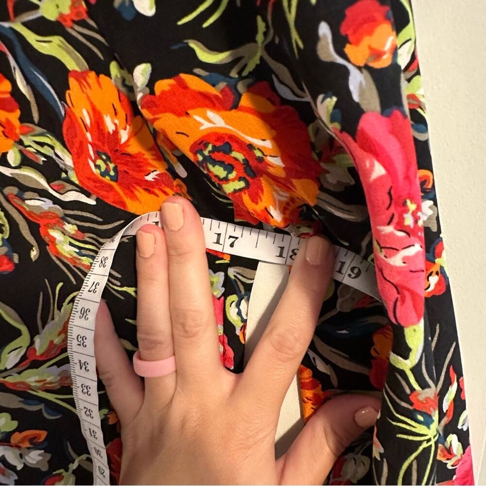 Sandro Paris Black Orange Pink Silk Floral Mini Dress Small - Picture 9 of 16